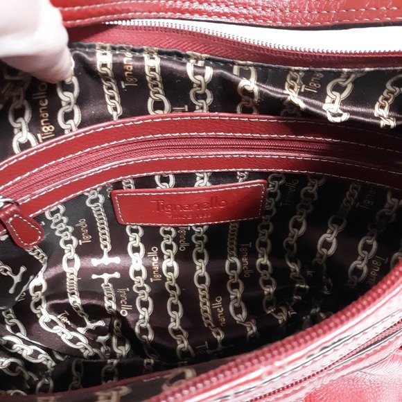 Tignanello red shoulder bag pebbled leather Y2K 90s style - Picture 2 of 15